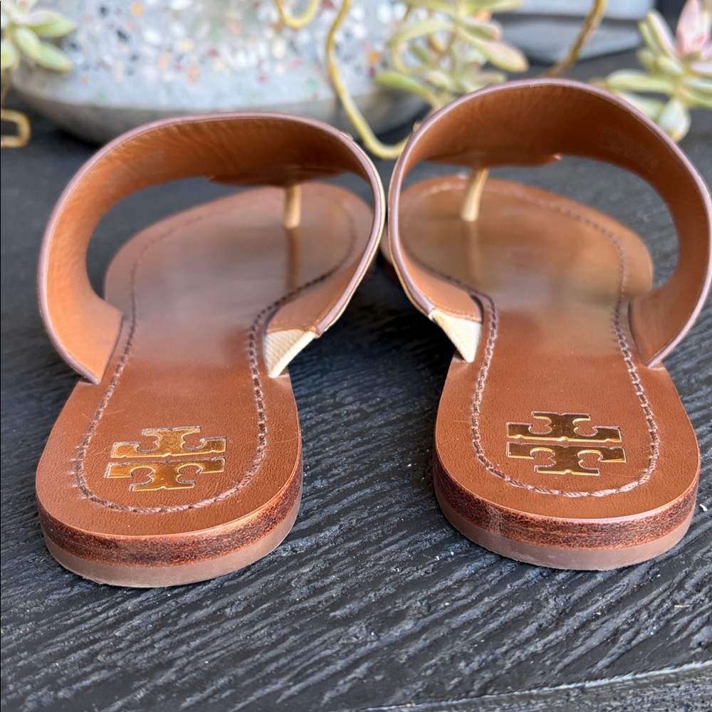 Tory Burch Tan and Gold Embellished Sandals - Picture 10 of 10